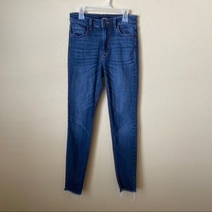 Junior Women’s Cello Blue Skinny Jeans Raw Hem